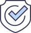 Shield with a check mark inside.